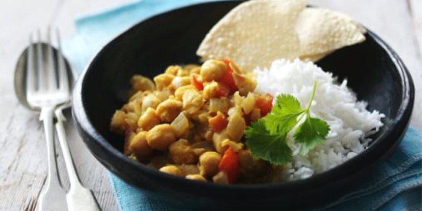 Chickpea Curry with Tomato & Chilli Chutney